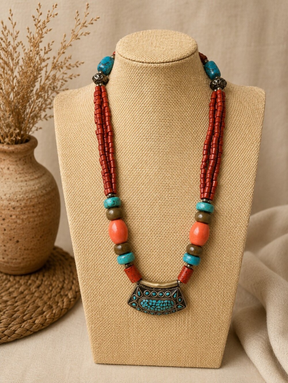 Tibetan - Himalayan Vintage Ethnic Necklace From India